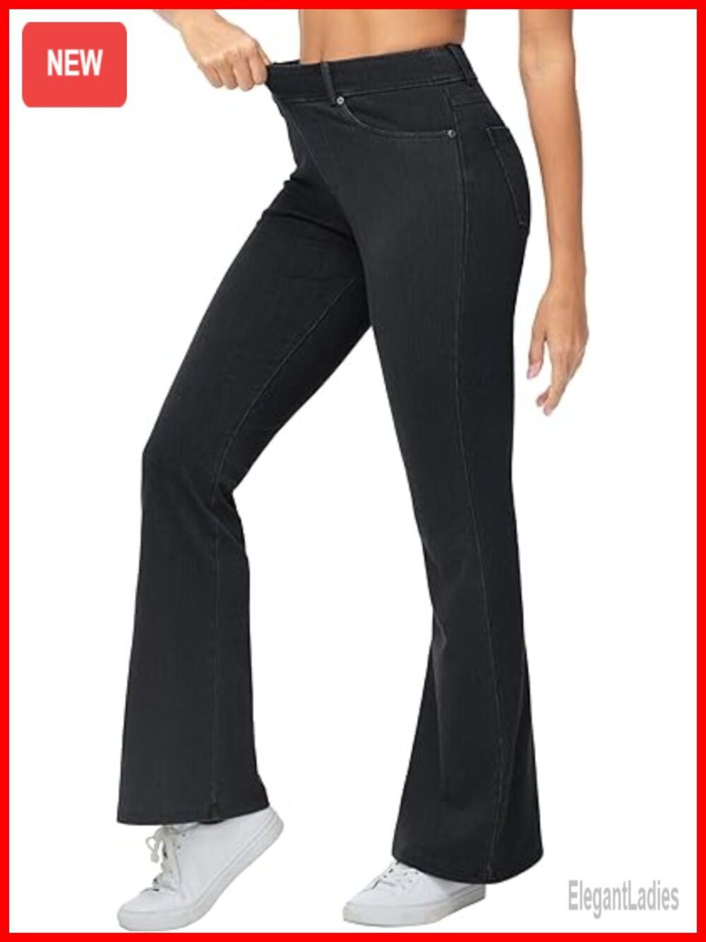 Stretchy Bell Bottom Flare Jeggings with Pockets